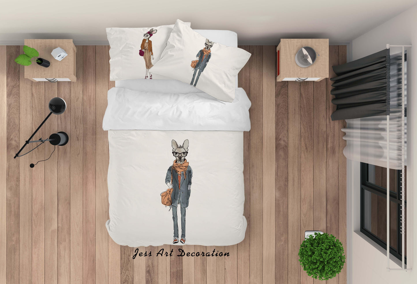 3D Cartoon Animal Deer Quilt Cover Set Bedding Set Duvet Cover Pillowcases A032 LQH