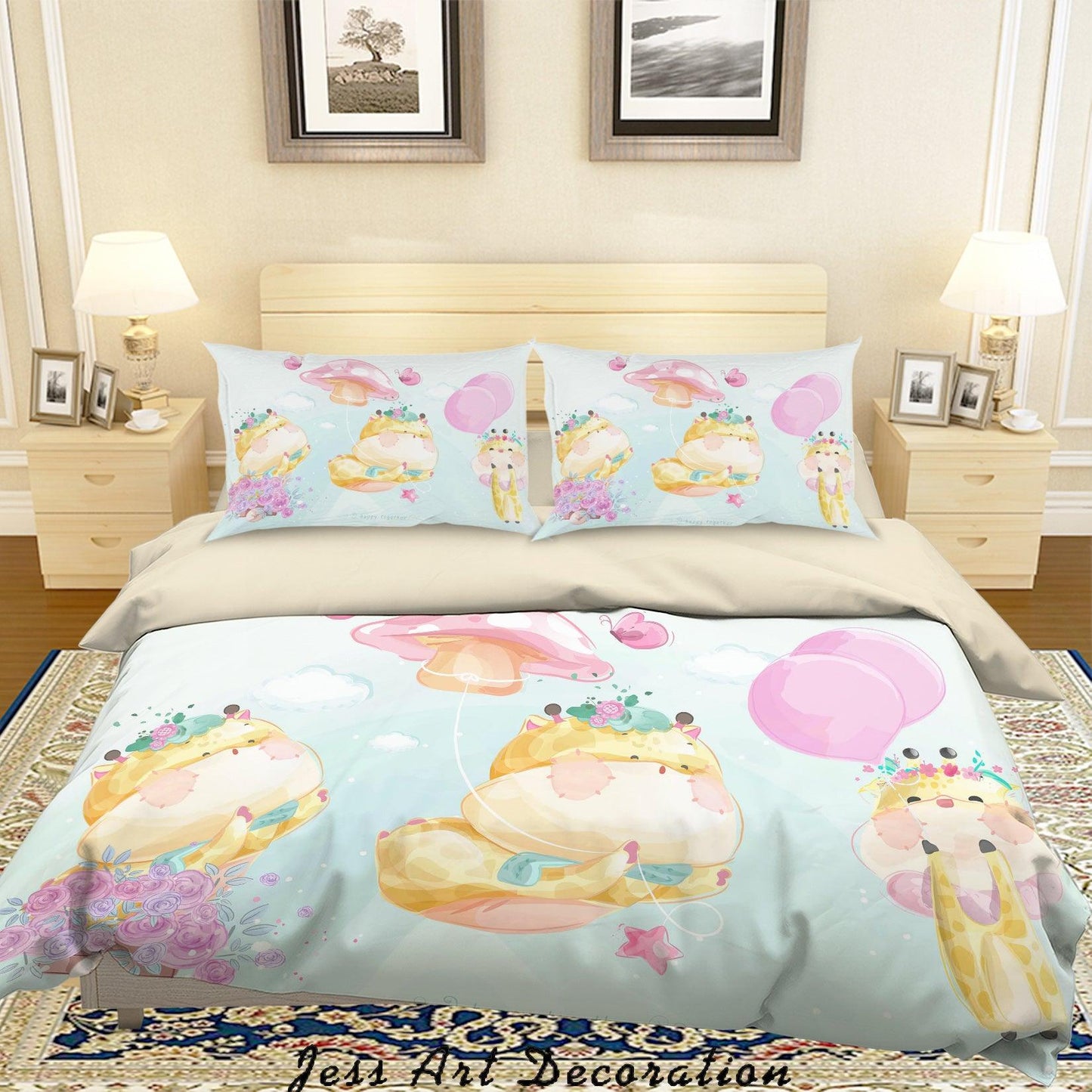 3D Cartoon Animal Flower Balloon Quilt Cover Set Bedding Set Duvet Cover Pillowcases A356 LQH