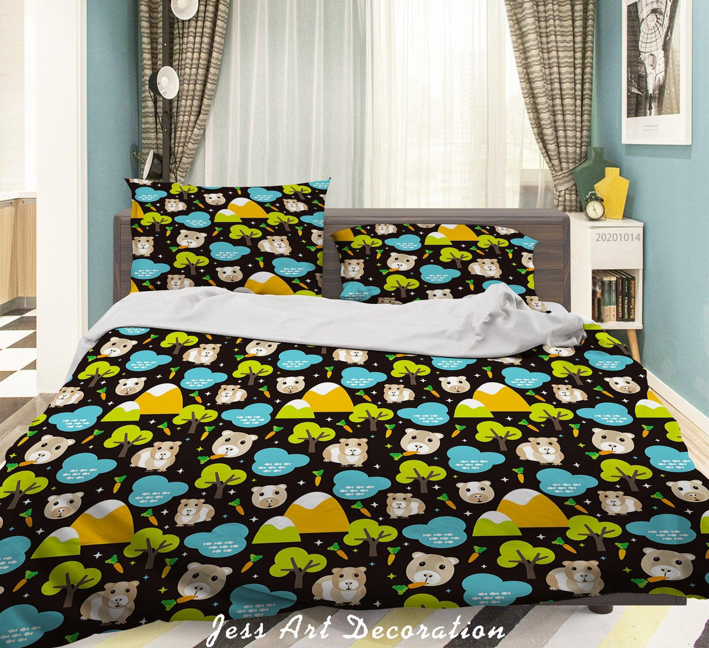 3D Cartoon Animal Mouse Tree Pattern Quilt Cover Set Bedding Set Duvet Cover Pillowcases WJ 9709