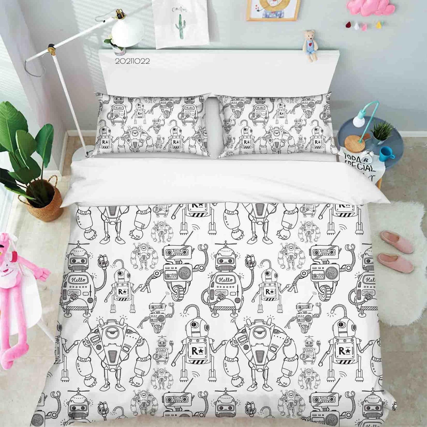 3D Abstract Robot Graffiti Quilt Cover Set Bedding Set Duvet Cover Pillowcases 24