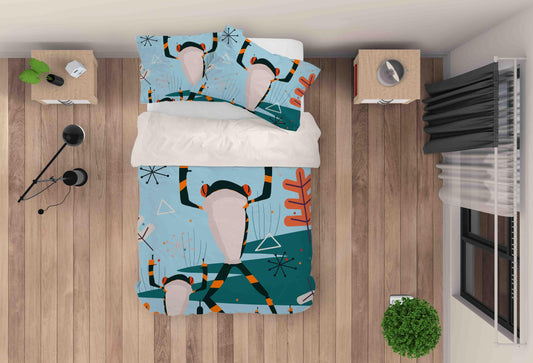 3D Blue Frog Quilt Cover Set Bedding Set Pillowcases 126