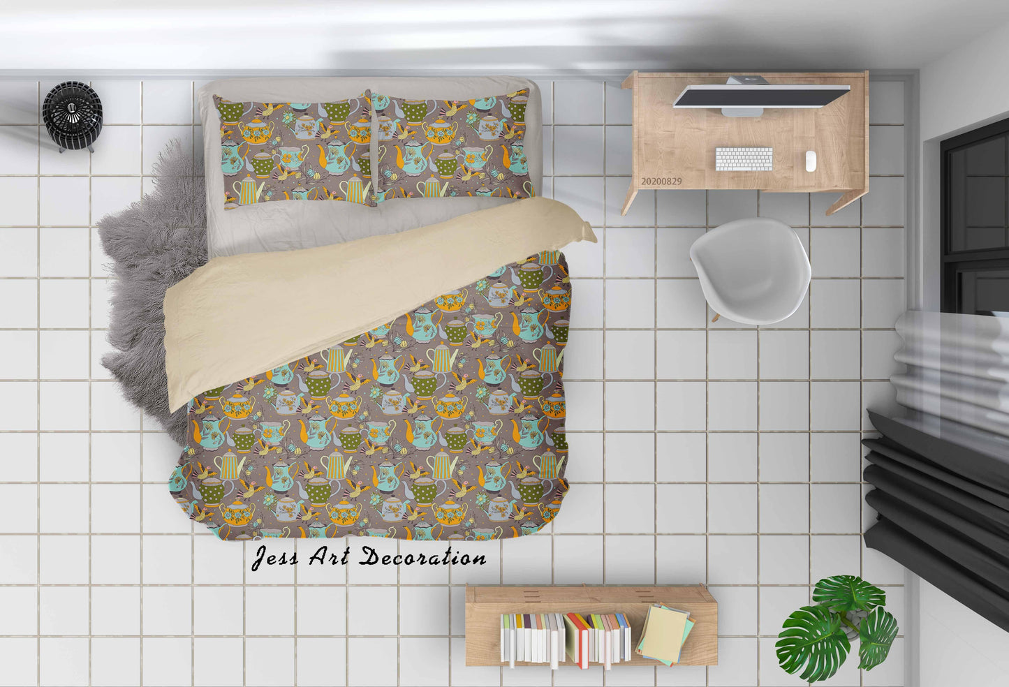 3D Abstract Hand Draw Cartoon Pattern Quilt Cover Set Bedding Set Duvet Cover Pillowcases WJ 3508