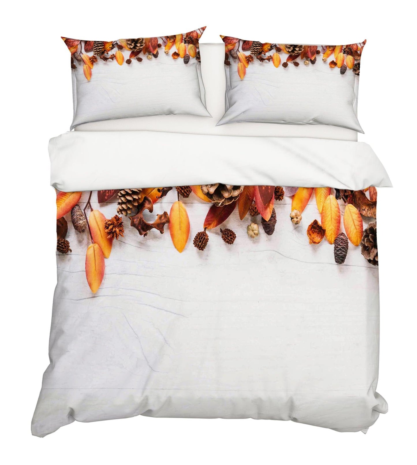 3D Autumn Pinecone Leaves Quilt Cover Set Bedding Set Pillowcases 76