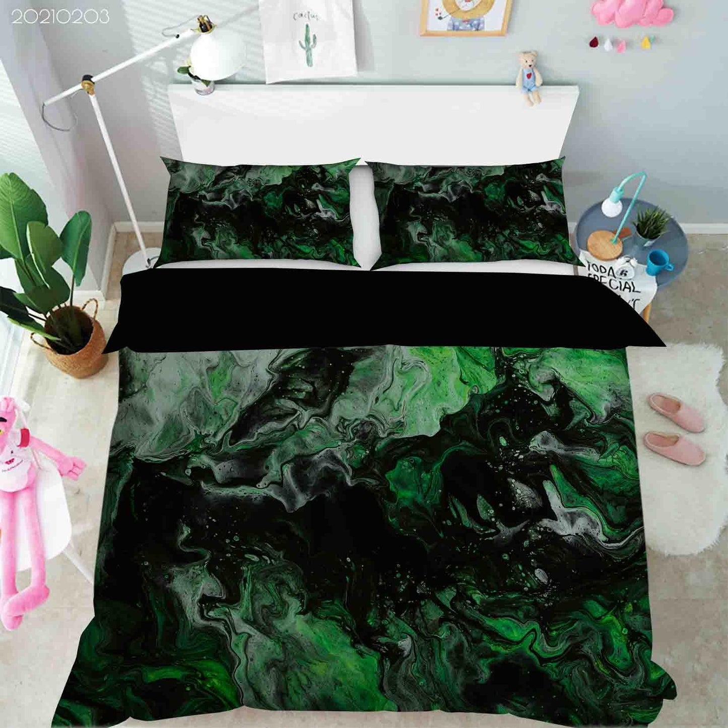 3D Abstract Green Marble Texture Quilt Cover Set Bedding Set Duvet Cover Pillowcases 51