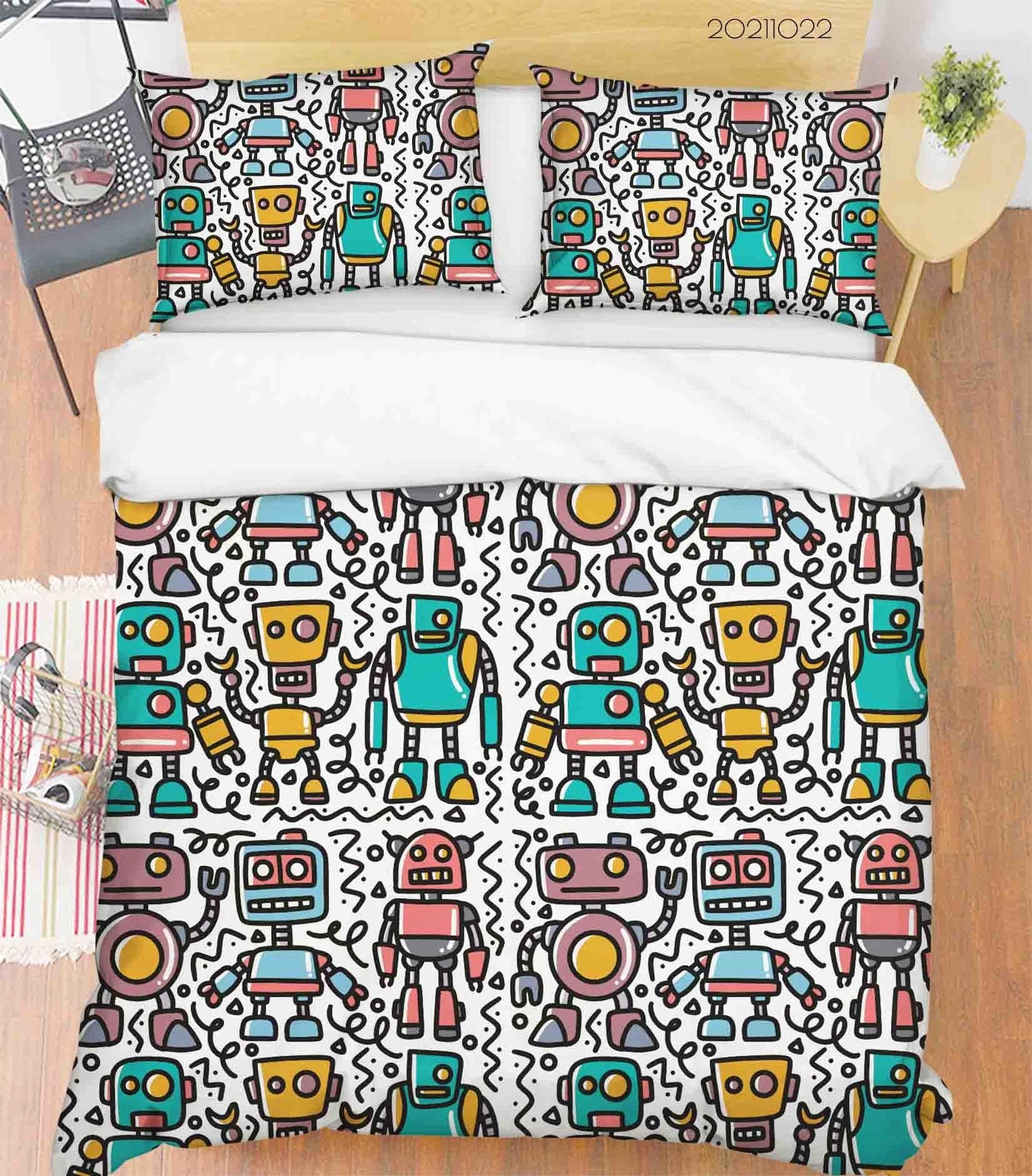 3D Abstract Robot Graffiti Quilt Cover Set Bedding Set Duvet Cover Pillowcases 75