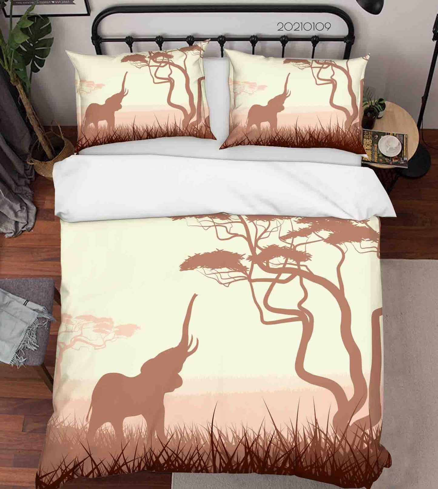 3D Cartoon Green Forest Animal Elephant Quilt Cover Set Bedding Set Duvet Cover Pillowcases 55 LQH