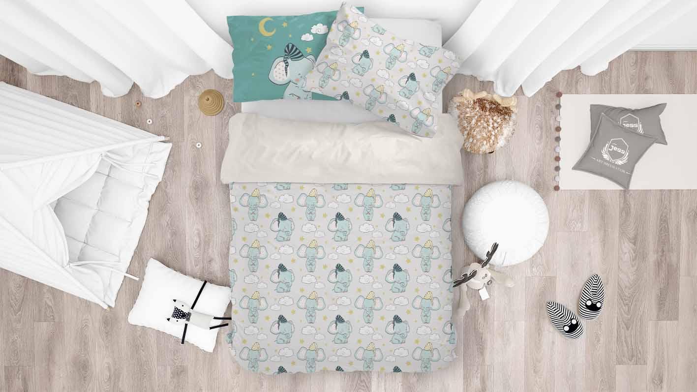 3D Cartoon Elephant Quilt Cover Set Bedding Set Pillowcases 86