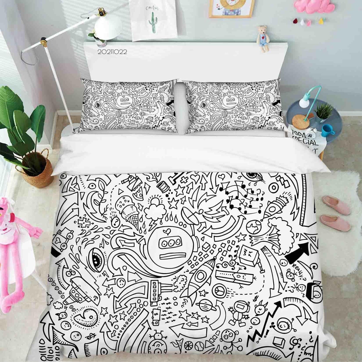 3D Cartoon Pattern Graffiti Quilt Cover Set Bedding Set Duvet Cover Pillowcases 61