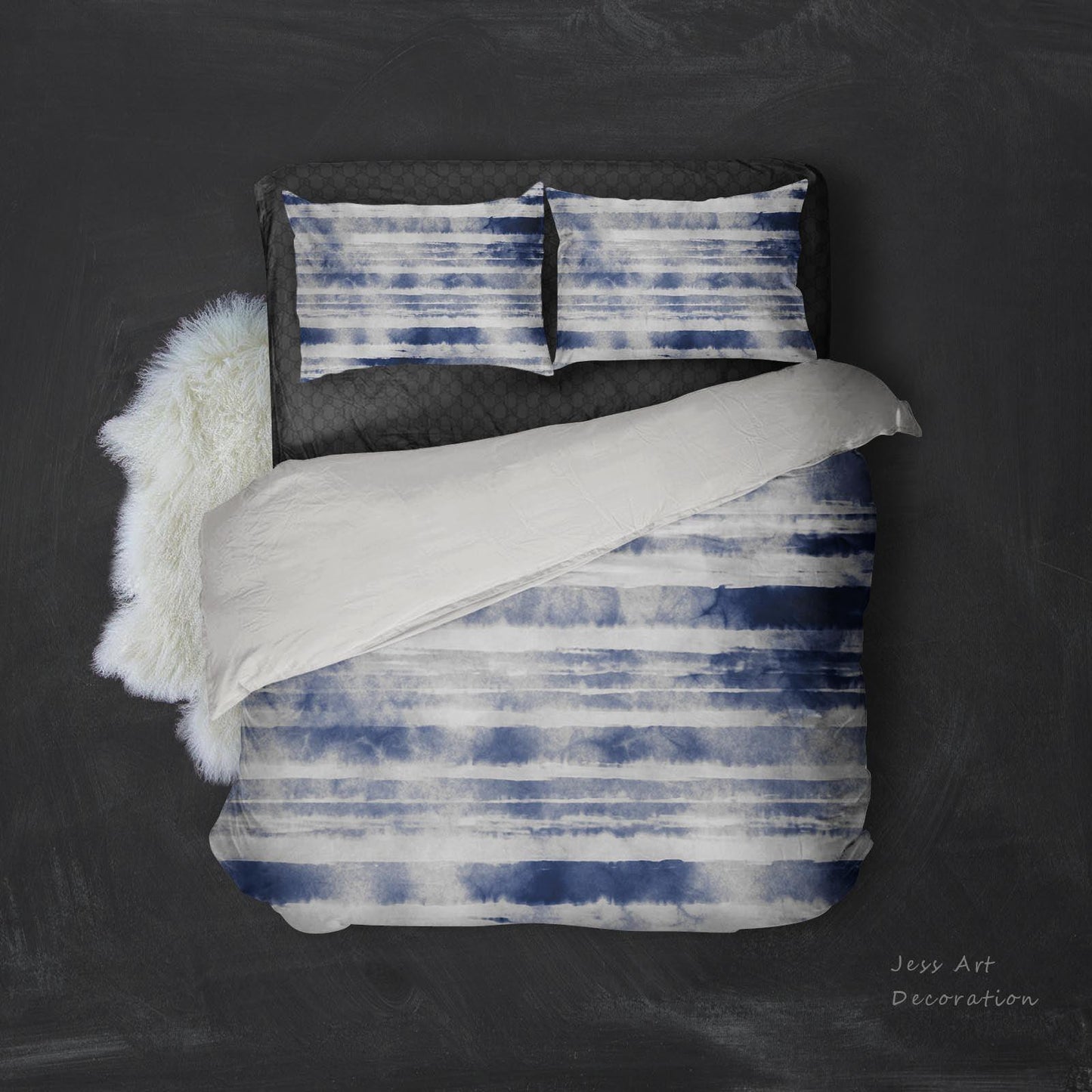 3D Blue White Stripes Quilt Cover Set Bedding Set Pillowcases 03