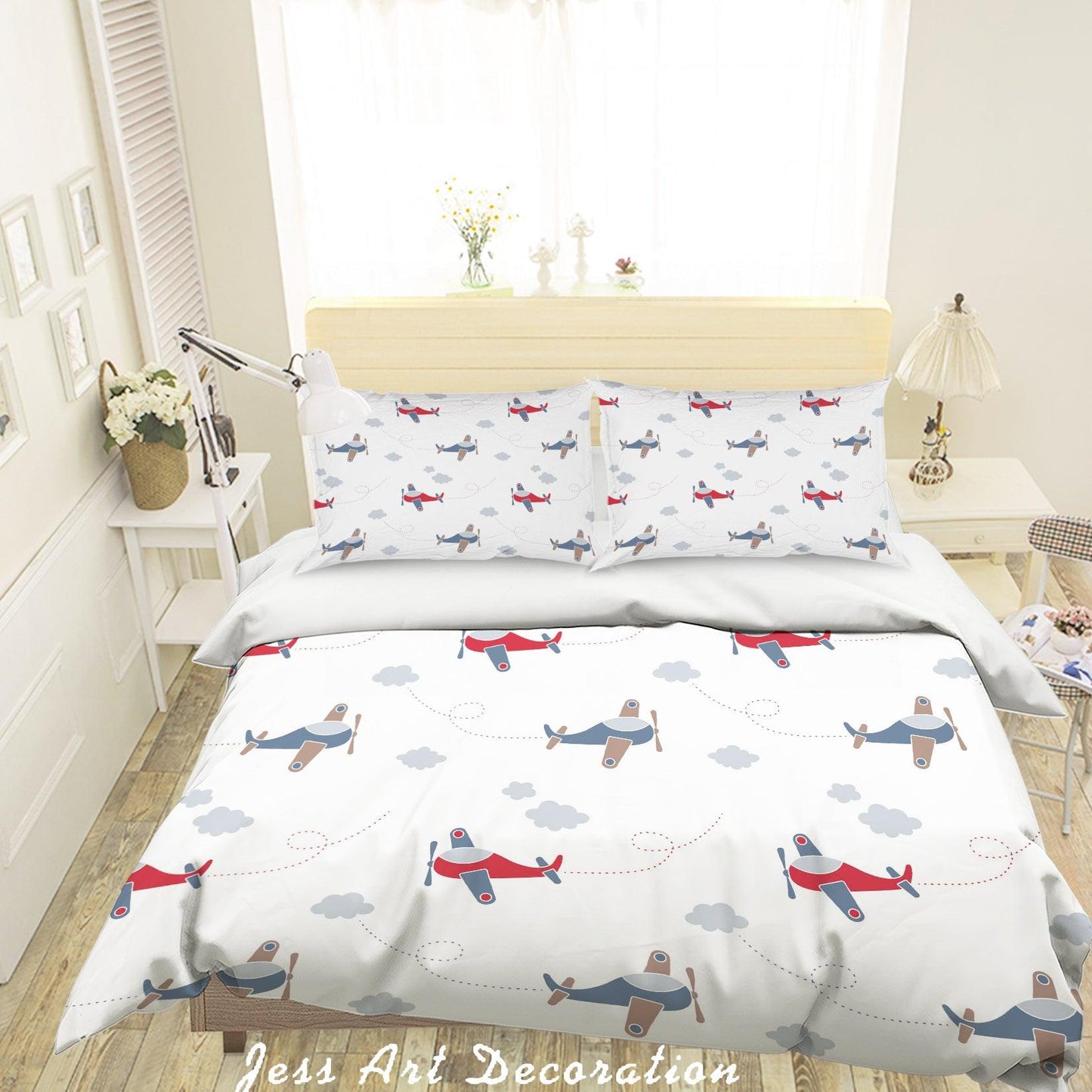 3D Cartoon Aircraft Quilt Cover Set Bedding Set Pillowcases 88