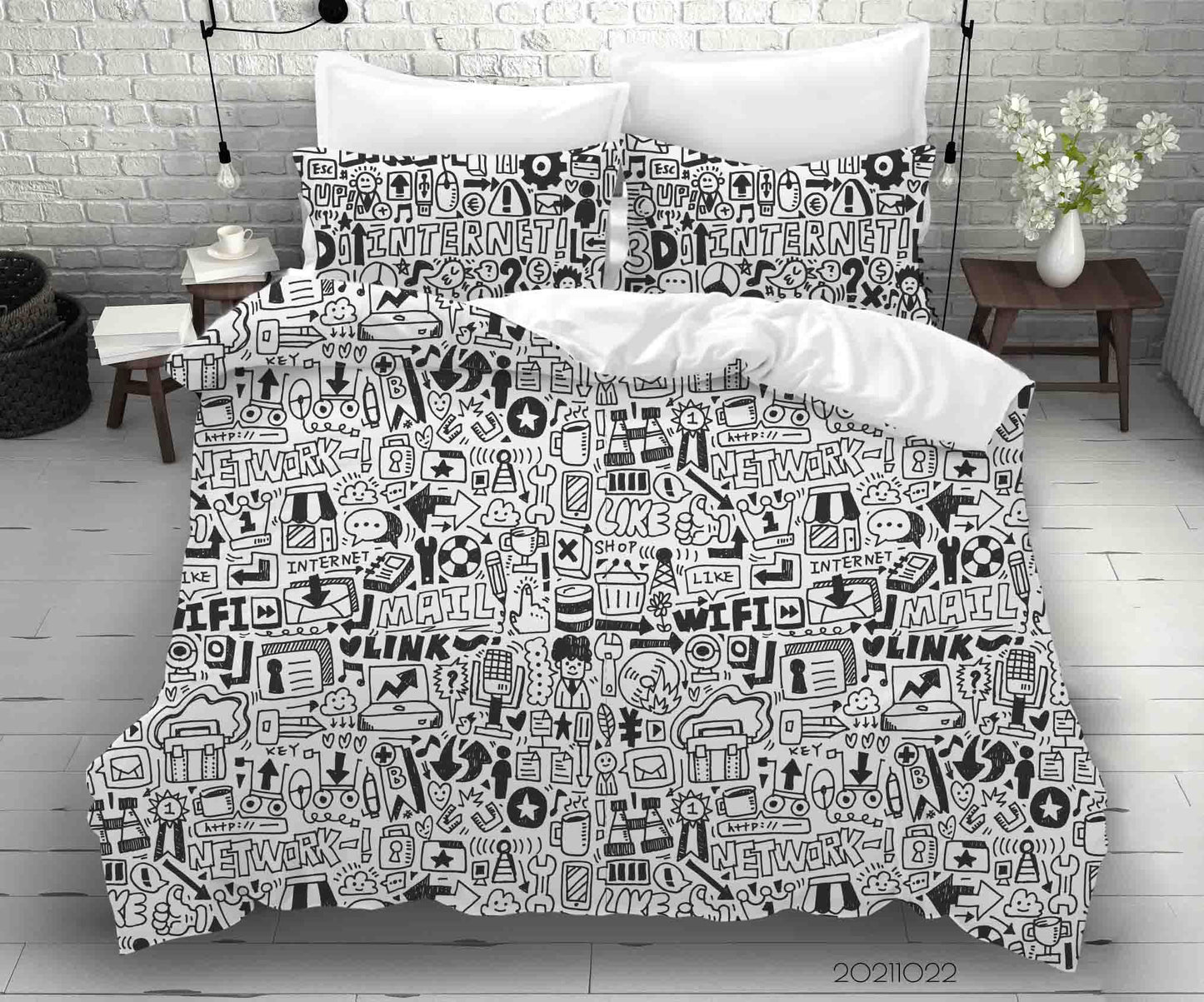 3D Cartoon Grey Illustration Graffiti Quilt Cover Set Bedding Set Duvet Cover Pillowcases 79