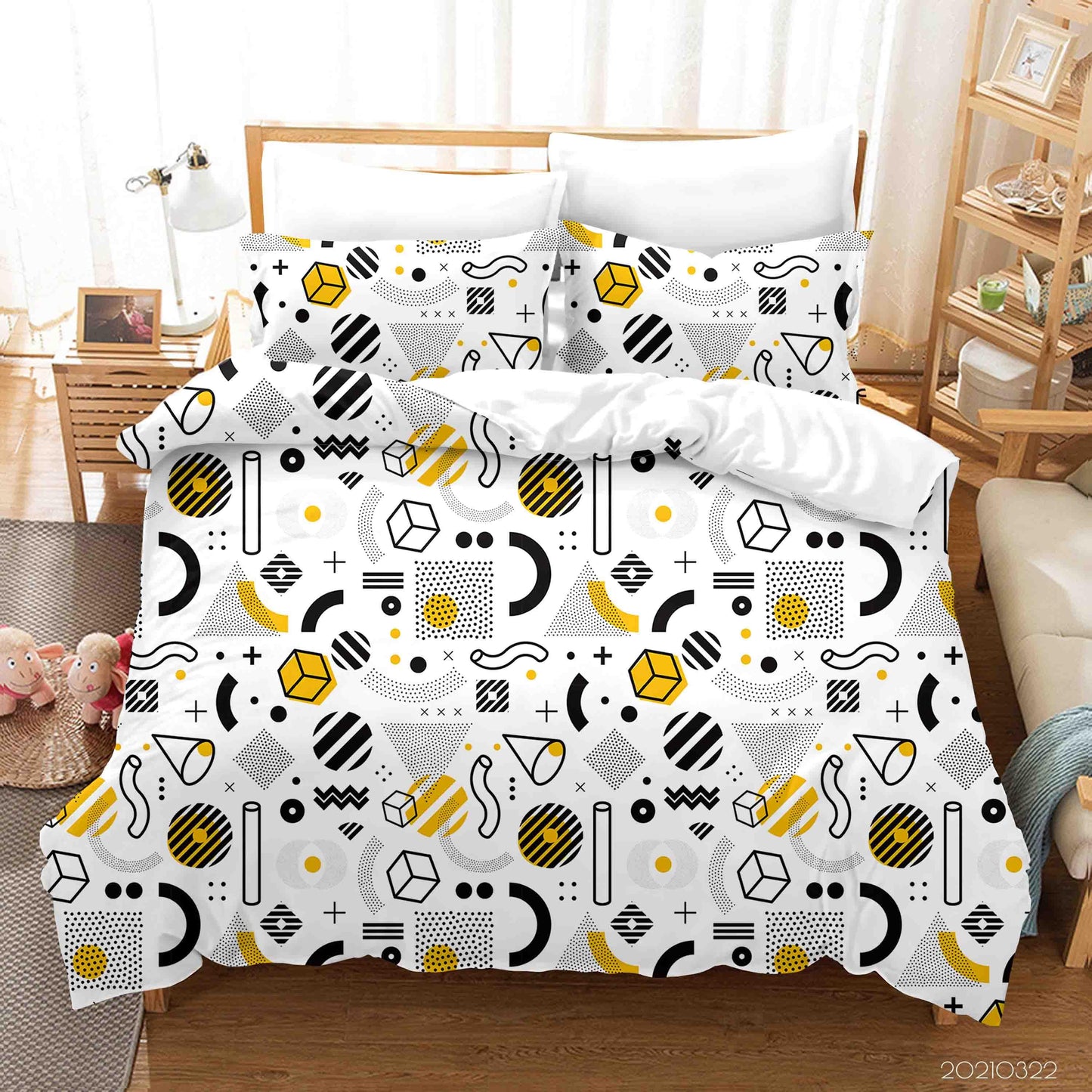 3D Abstract Geometric Pattern Quilt Cover Set Bedding Set Duvet Cover Pillowcases 136