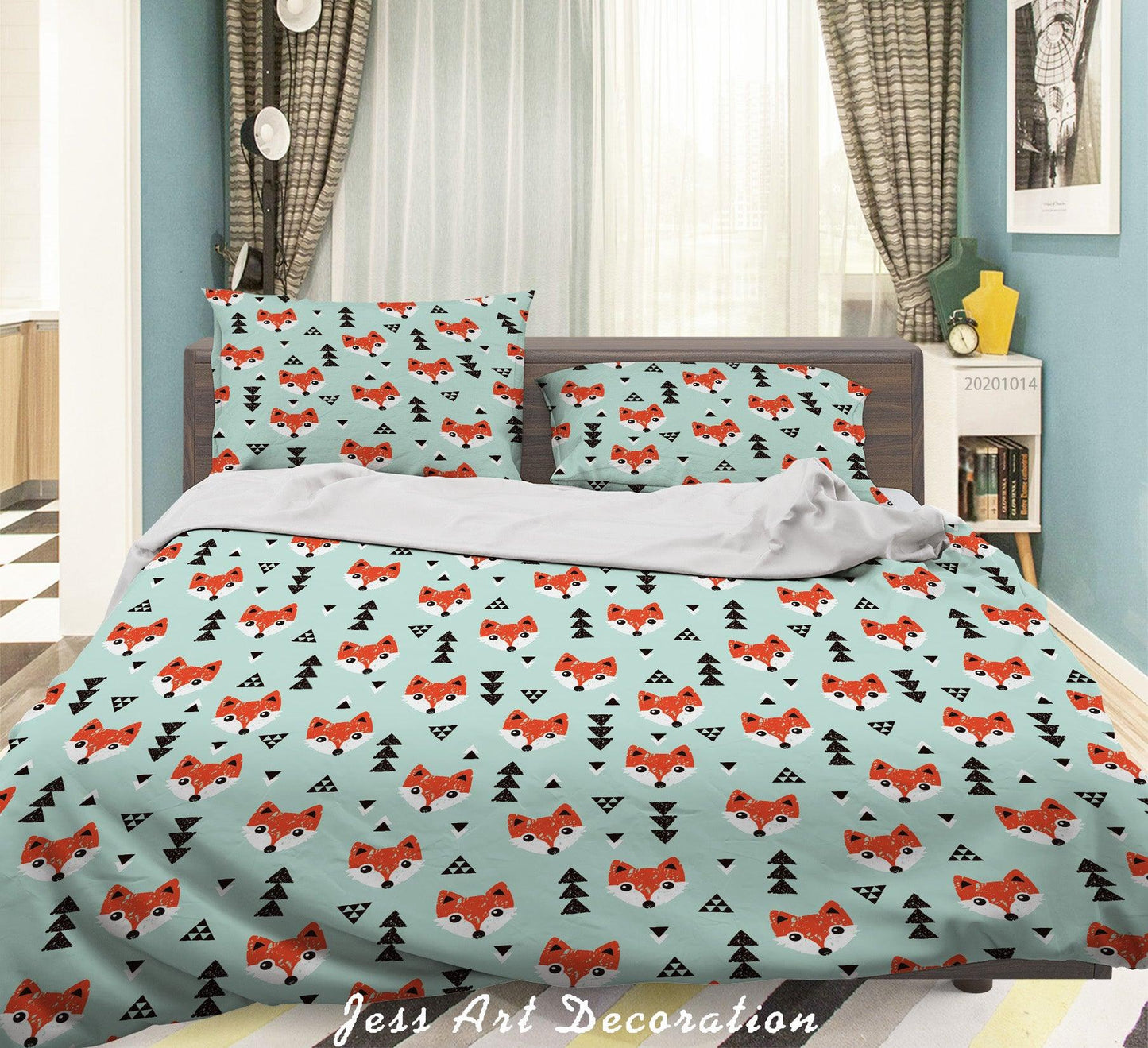3D Cartoon Foxs Tree Pattern Quilt Cover Set Bedding Set Duvet Cover Pillowcases WJ 9694