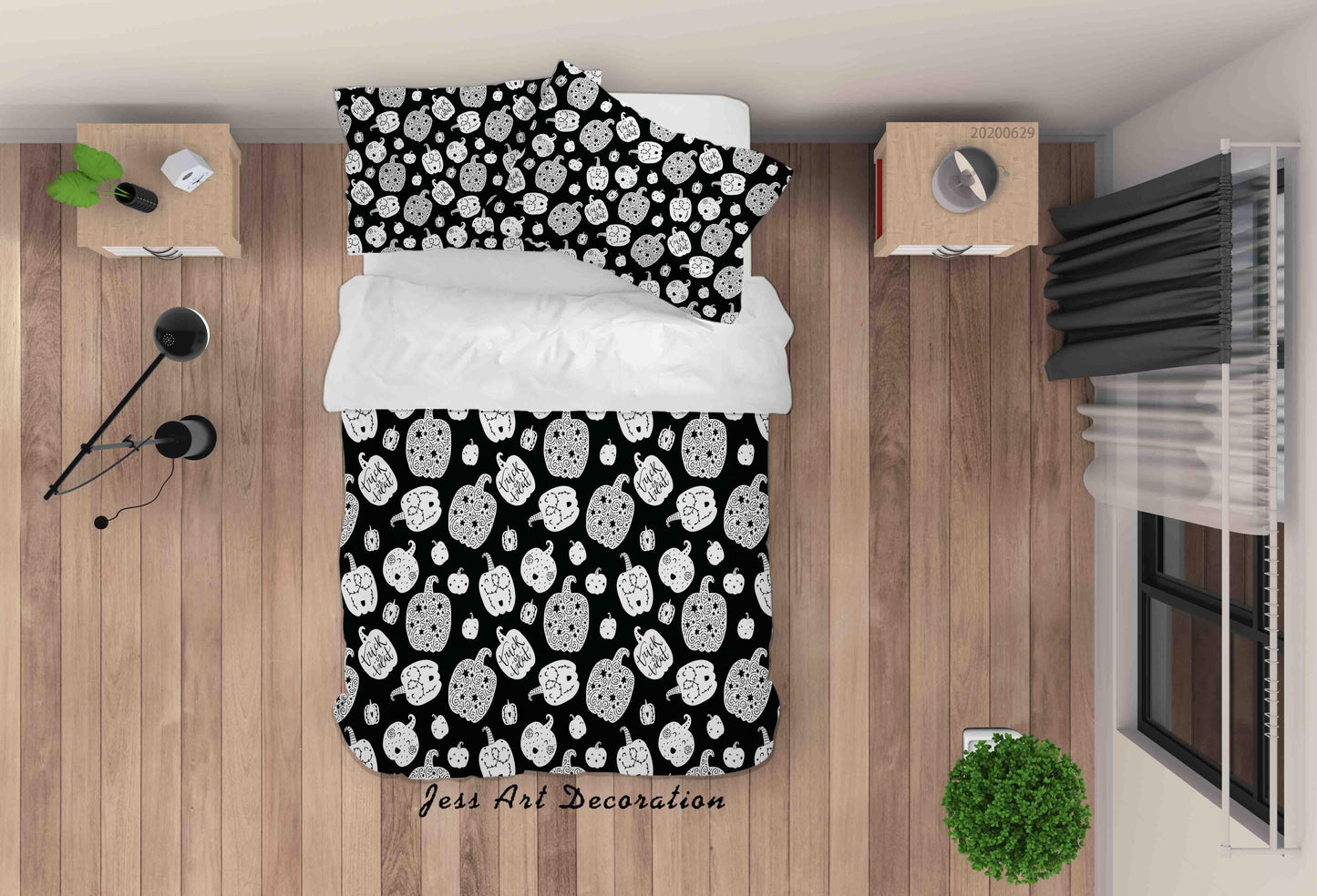 3D Black Round Chili Quilt Cover Set Bedding Set Duvet Cover Pillowcases SF42