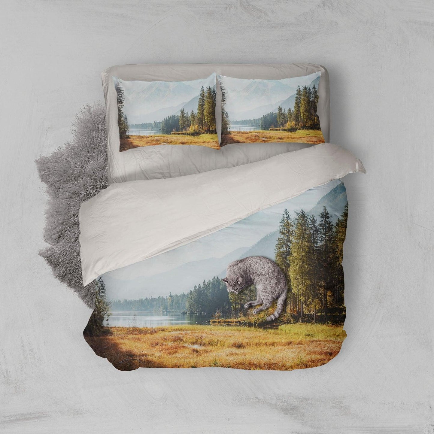 3D Autumn River Bank Forest Quilt Cover Set Bedding Set Pillowcases 107