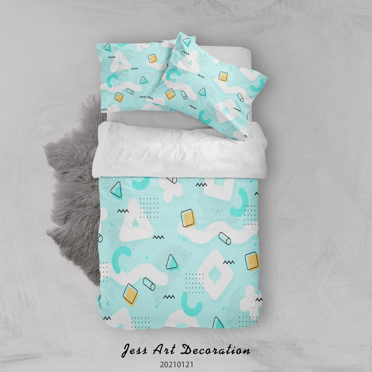 3D Abstract Green Geometric Pattern Quilt Cover Set Bedding Set Duvet Cover Pillowcases 118