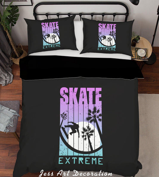 3D Black Skateboard Quilt Cover Set Bedding Set Pillowcases 07