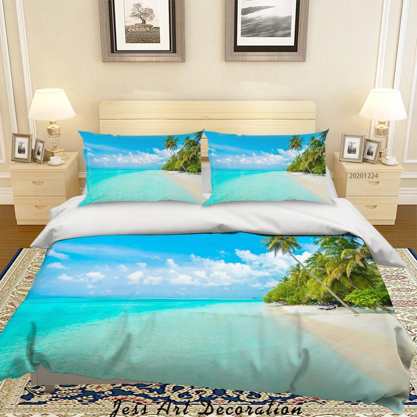 3D Blue Sky Beach Landscape Quilt Cover Set Bedding Set Duvet Cover Pillowcases 70 LQH