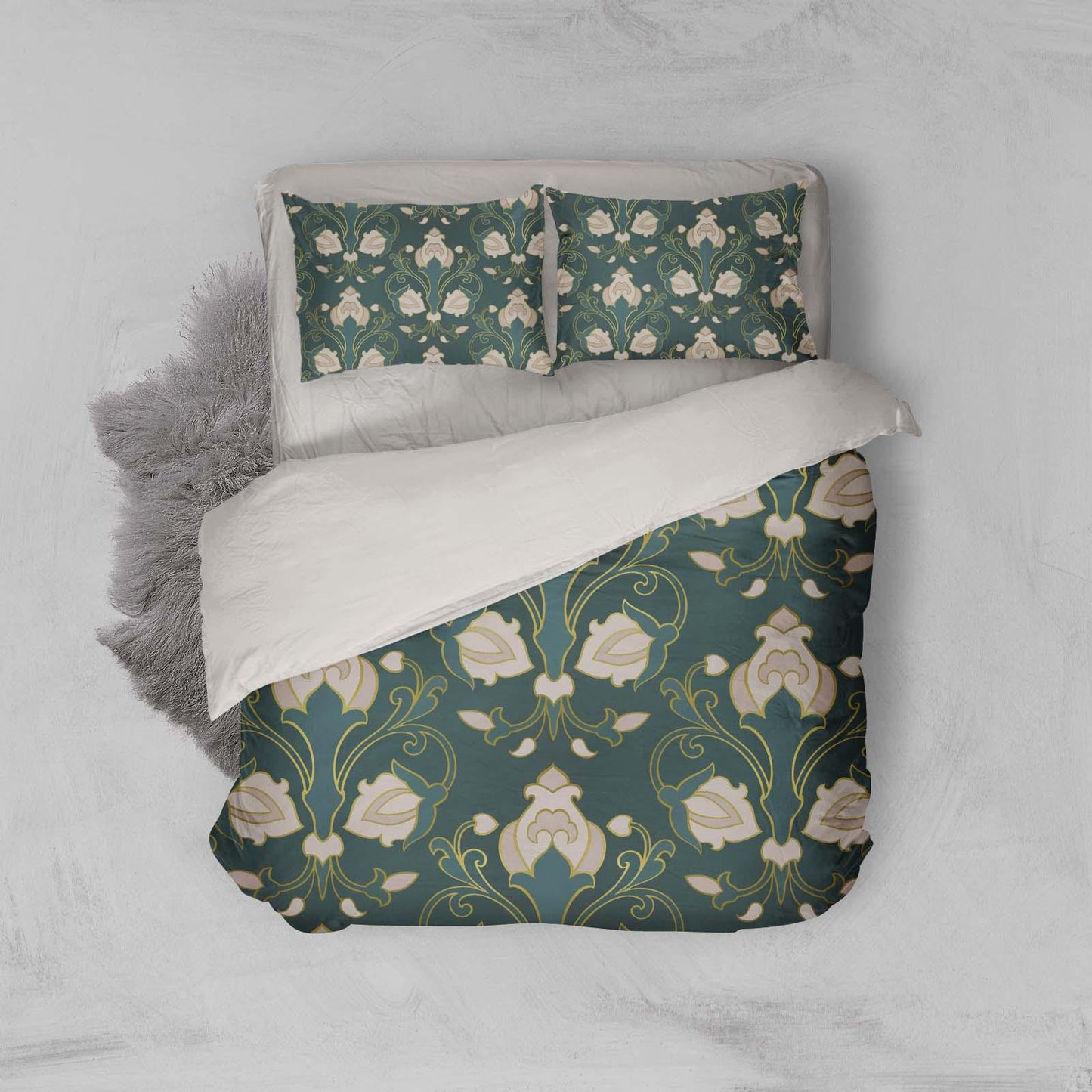 3D Abstract Floral Pattern Dark Green Quilt Cover Set Bedding Set Pillowcases 24
