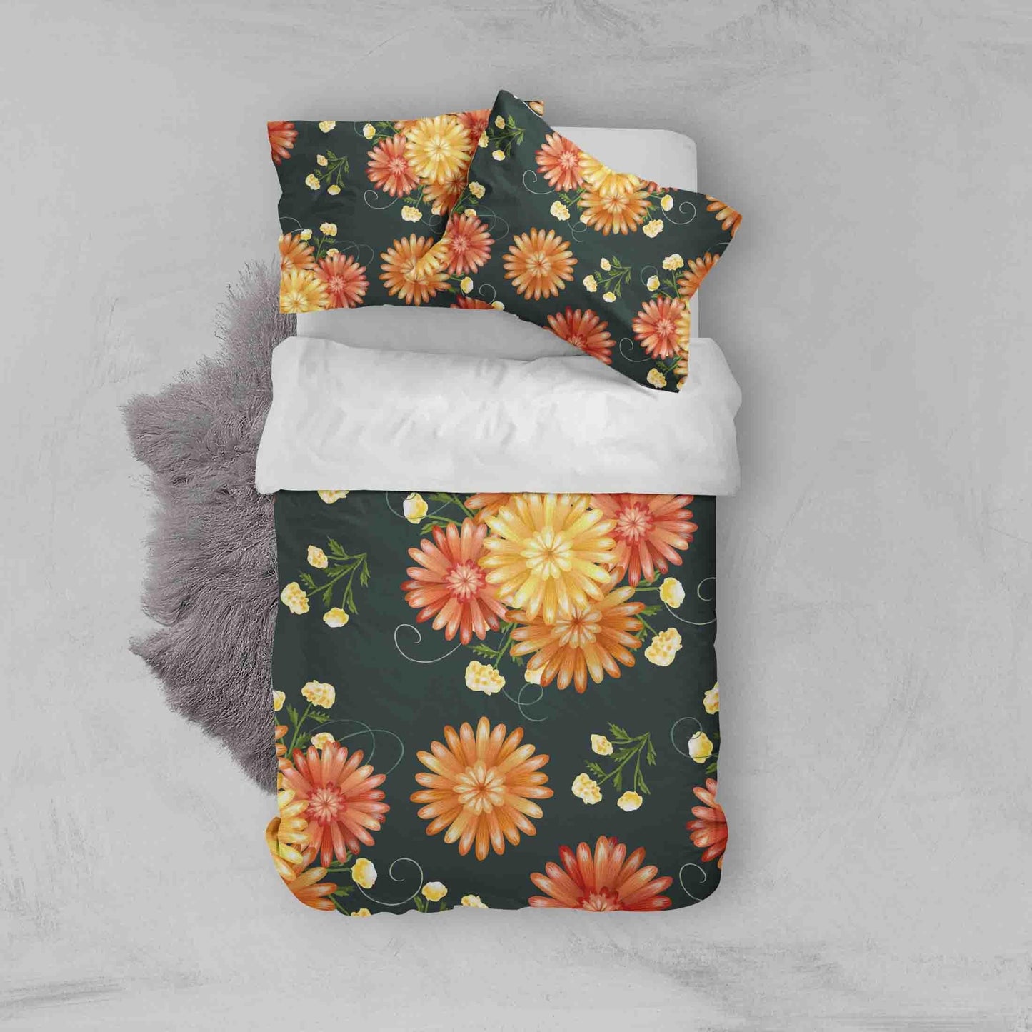 3D Black Floral Quilt Cover Set Bedding Set Pillowcases 103