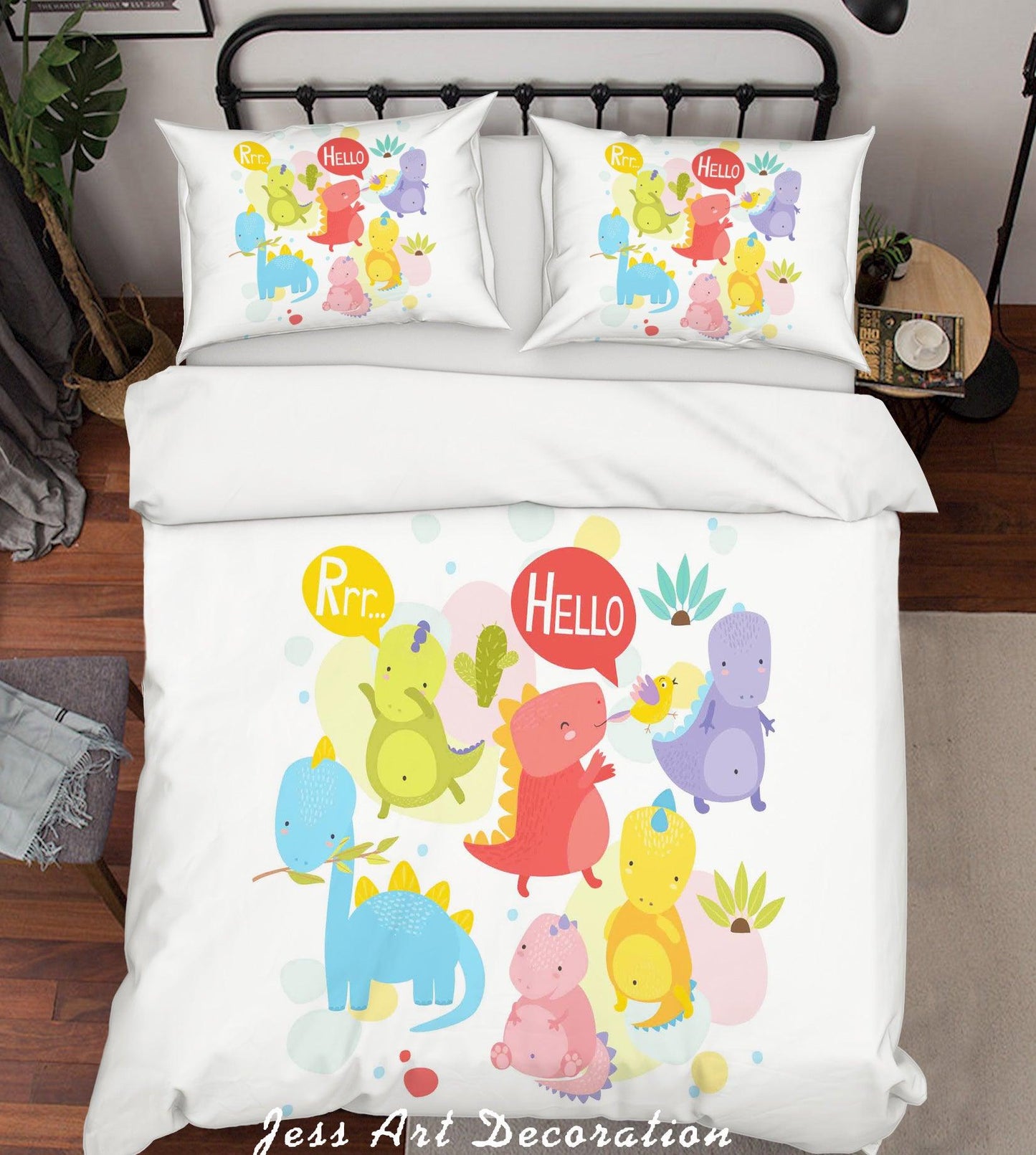 3D Cartoon Color Dinosaur Quilt Cover Set Bedding Set Pillowcases 19