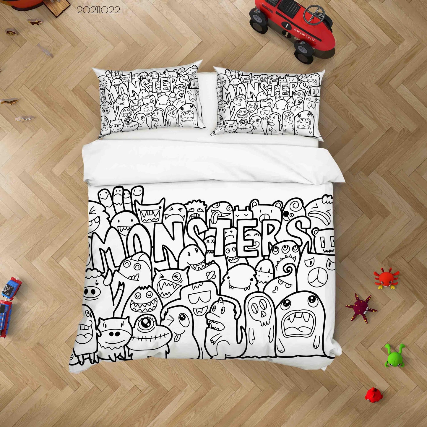 3D Abstract Ghost Doodle Quilt Cover Set Bedding Set Duvet Cover Pillowcases 68