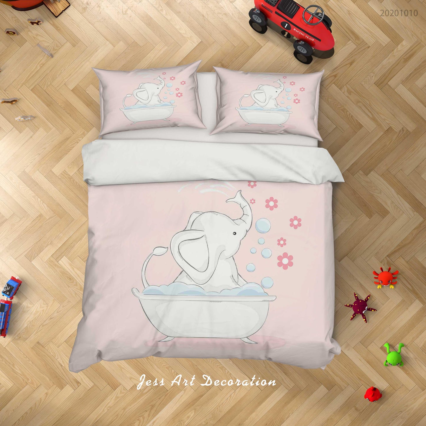 3D Cartoon Animal Elephant Bathing Quilt Cover Set Bedding Set Duvet Cover Pillowcases WJ 9505