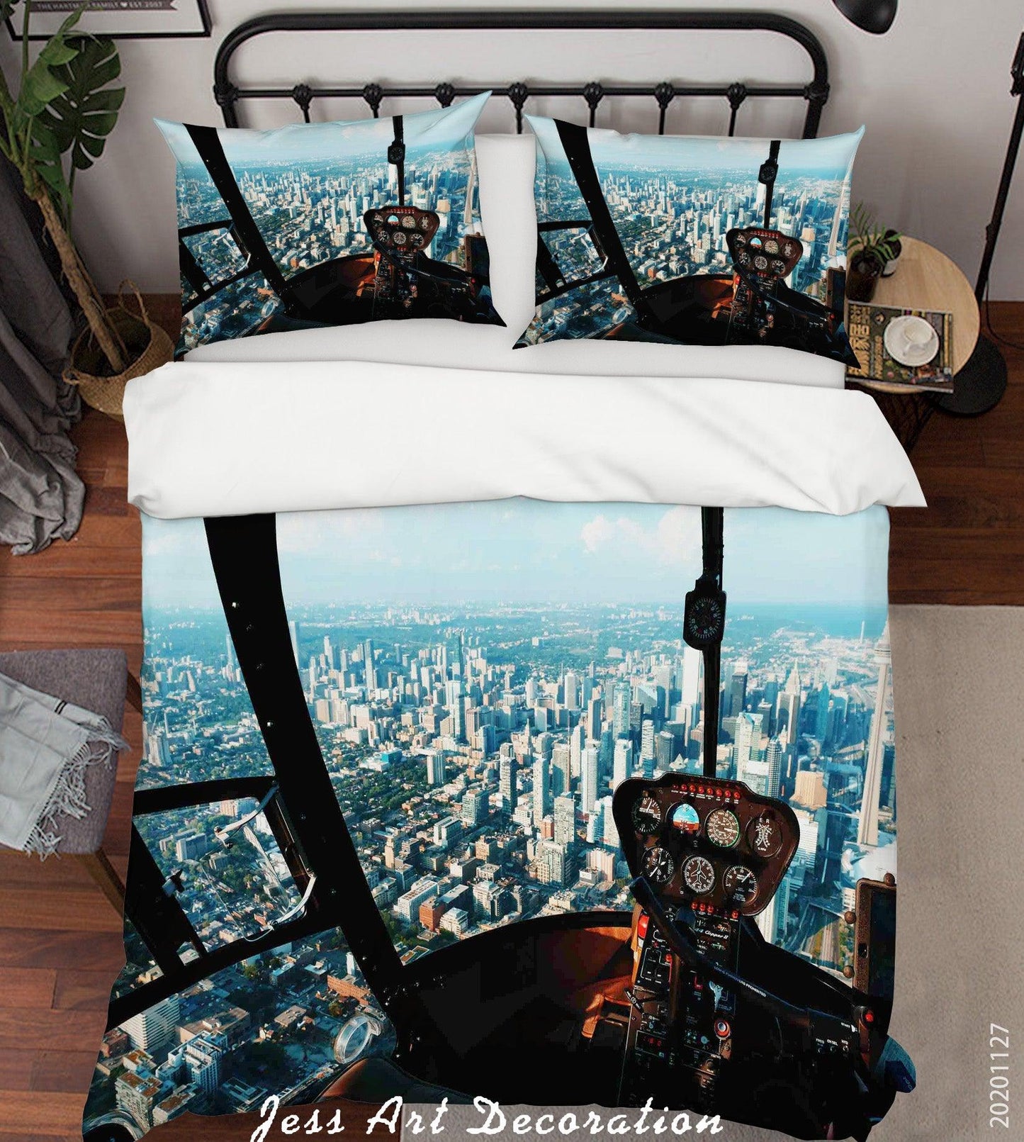 3D Airplane Window Modern Cityscapes Building Quilt Cover Set Bedding Set Duvet Cover Pillowcases LXL