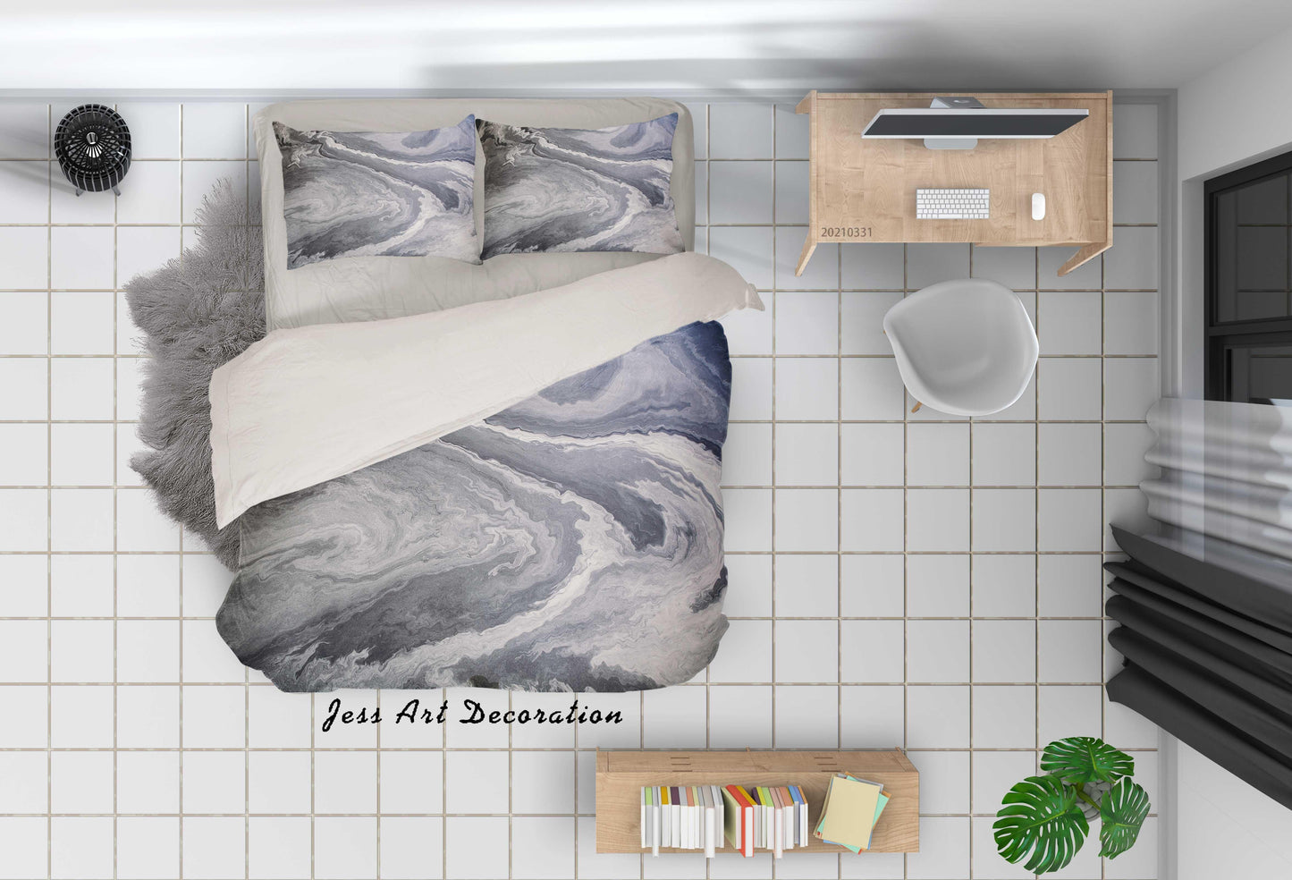 3D Abstract Grey Marble Quilt Cover Set Bedding Set Duvet Cover Pillowcases 247
