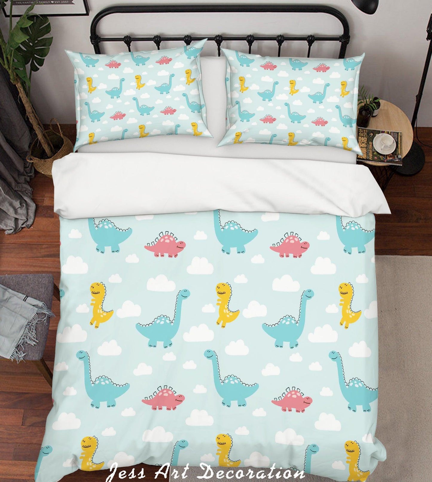 3D Cartoon Dinosaur Green Quilt Cover Set Bedding Set Pillowcases 15