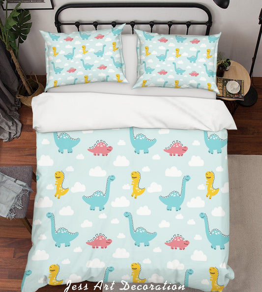 3D Cartoon Dinosaur Green Quilt Cover Set Bedding Set Pillowcases 15