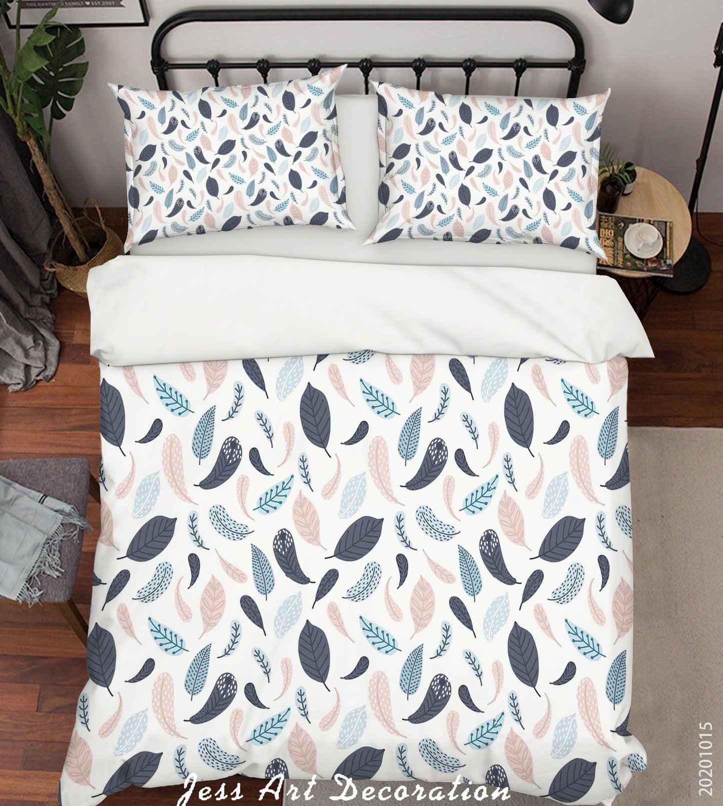 3D Cartoon Leaves Pattern Quilt Cover Set Bedding Set Duvet Cover Pillowcases WJ 9599