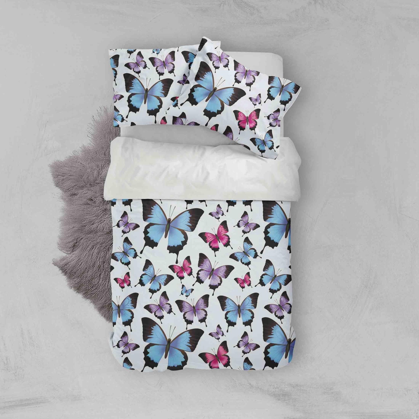 3D Blue Butterfly Quilt Cover Set Bedding Set Pillowcases 40