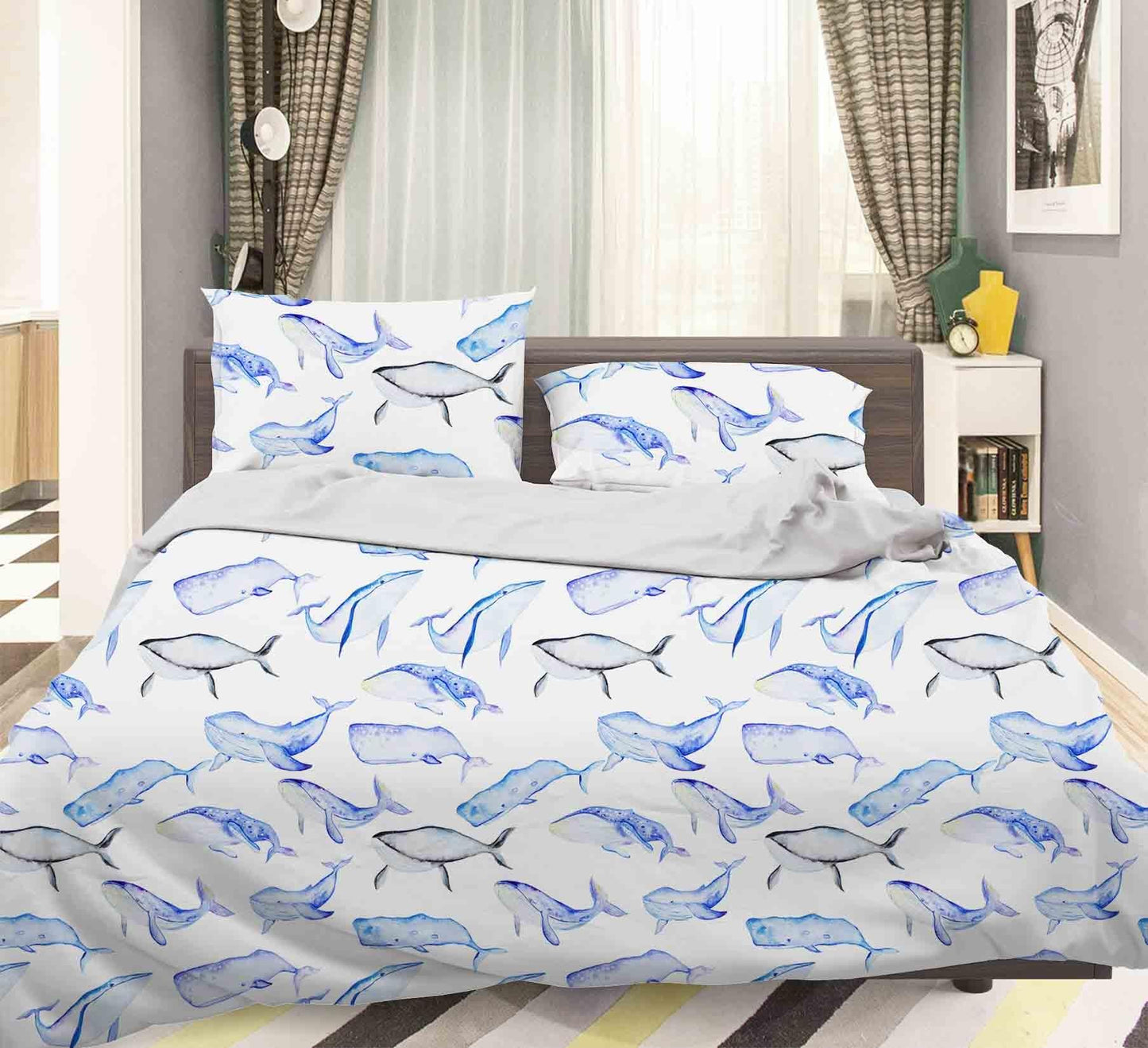 3D Blue Dink Quilt Cover Set Bedding Set Pillowcases 149