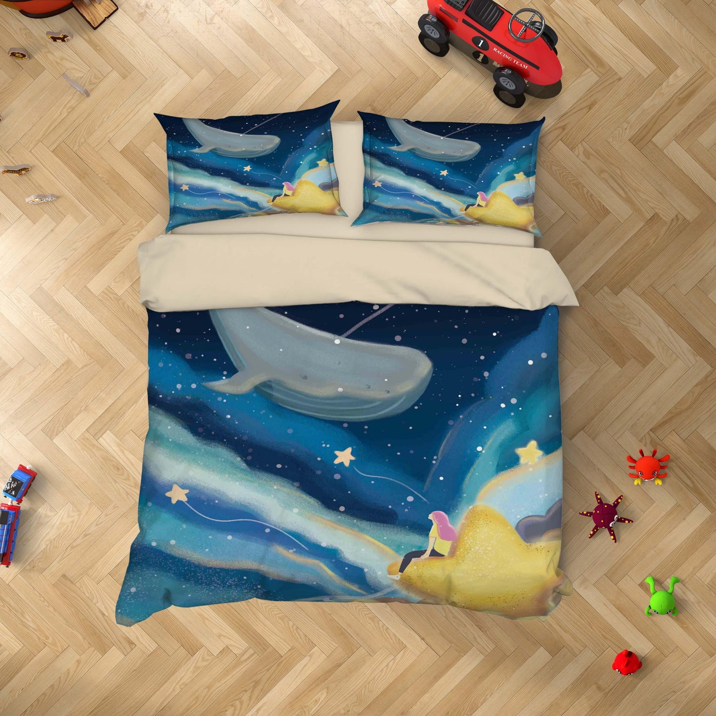 3D Blue Star Dolphin Quilt Cover Set Bedding Set Duvet Cover Pillowcases A482 LQH