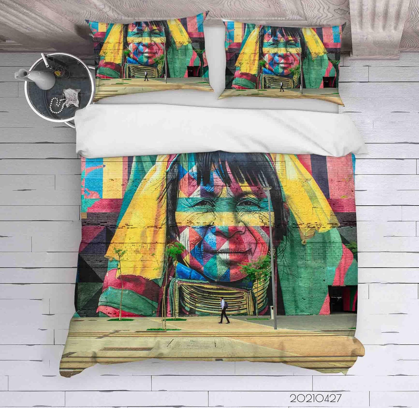 3D Abstract Art Colored Street Graffiti Quilt Cover Set Bedding Set Duvet Cover Pillowcases 86