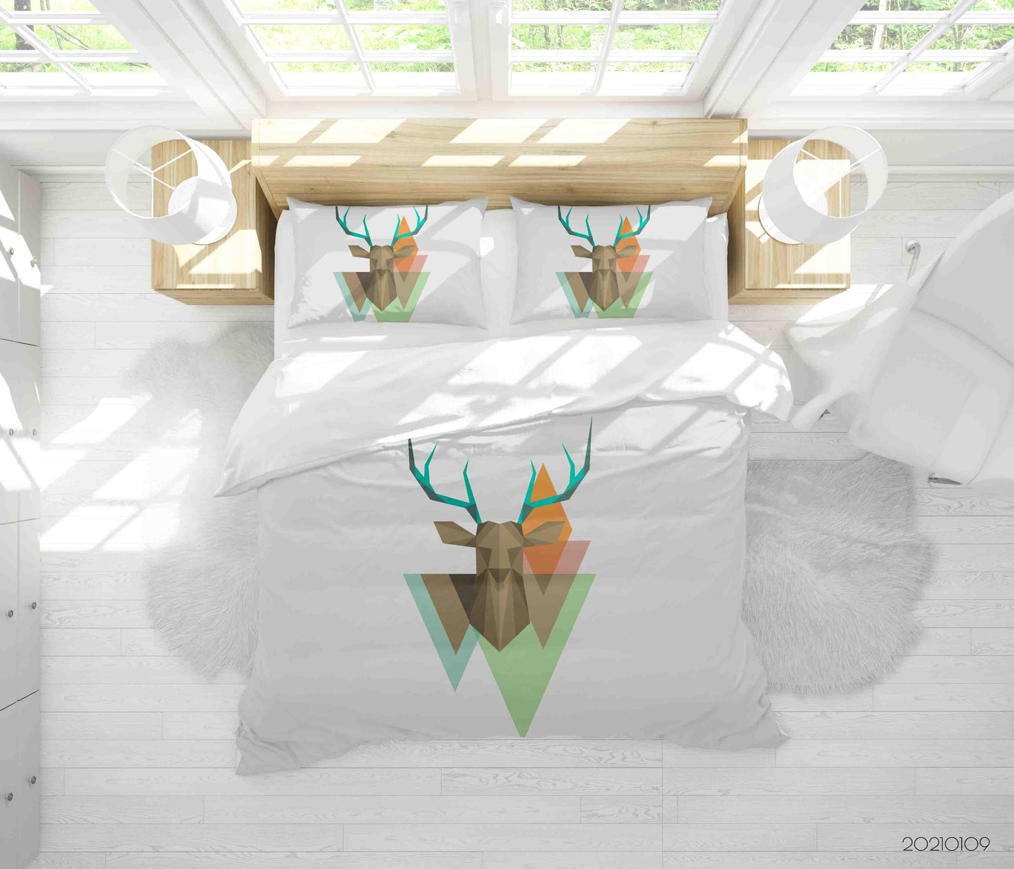 3D Cartoon Animal Elk Triangle Quilt Cover Set Bedding Set Duvet Cover Pillowcases 73 LQH