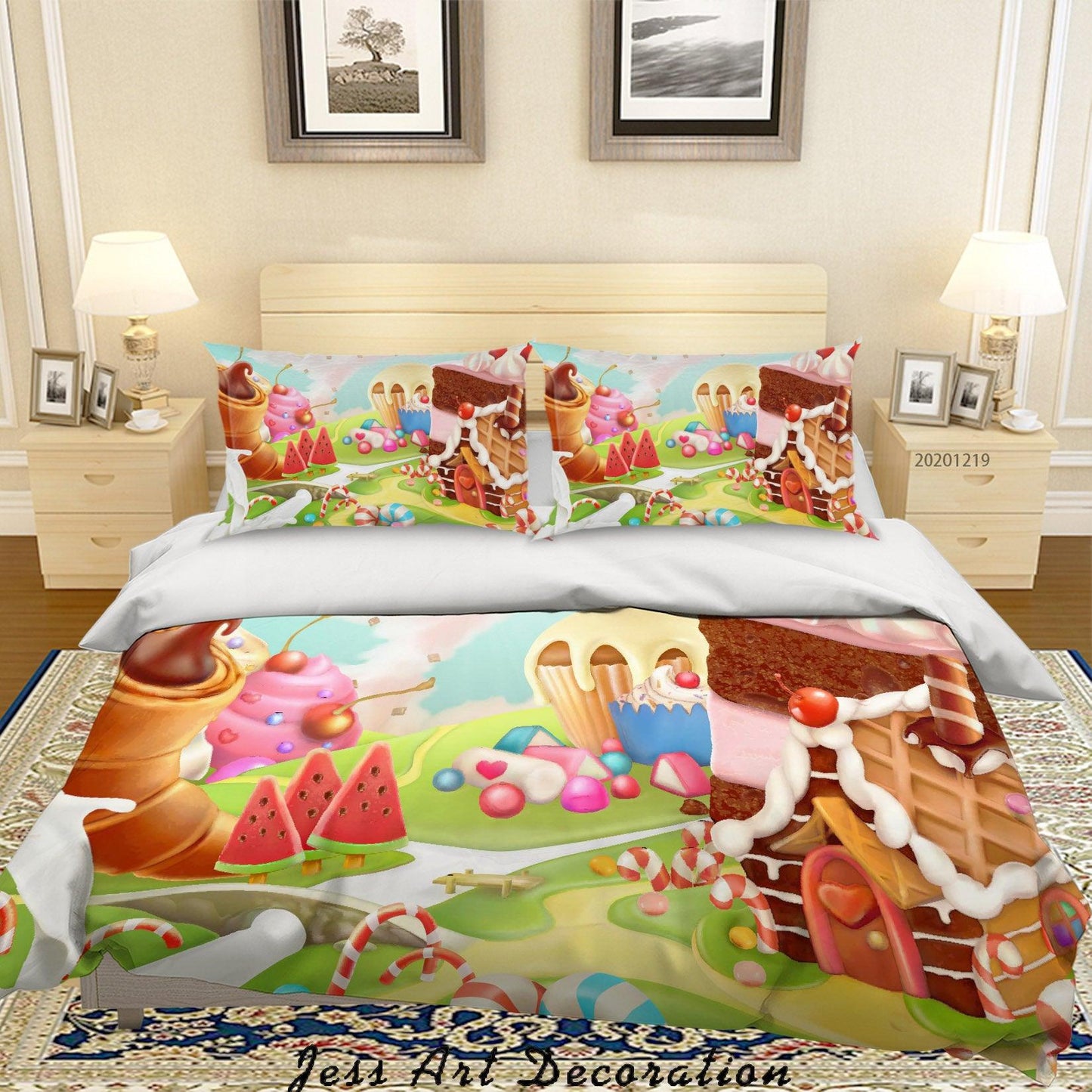 3D Cartoon Dessert Illustration Quilt Cover Set Bedding Set Duvet Cover Pillowcases 12