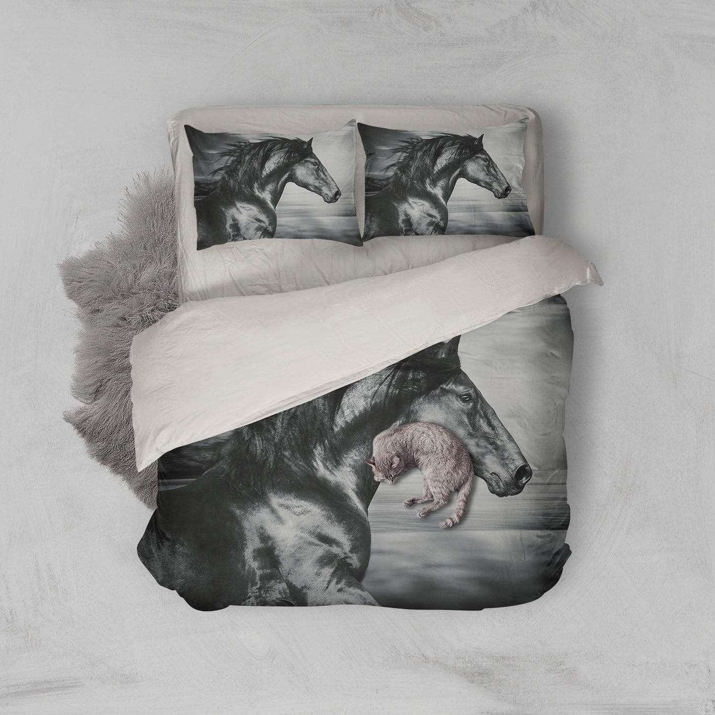 3D Black Horse Quilt Cover Set Bedding Set Pillowcases 99
