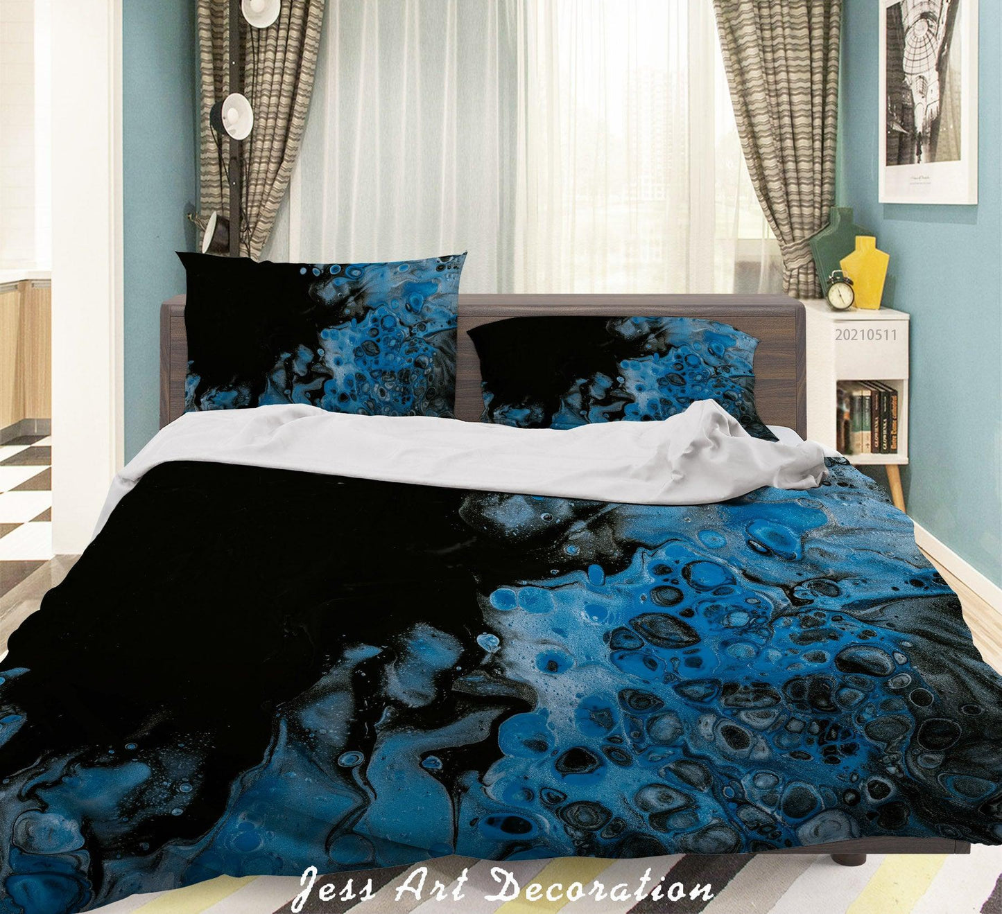 3D Abstract Blue Marble Texture Quilt Cover Set Bedding Set Duvet Cover Pillowcases 605