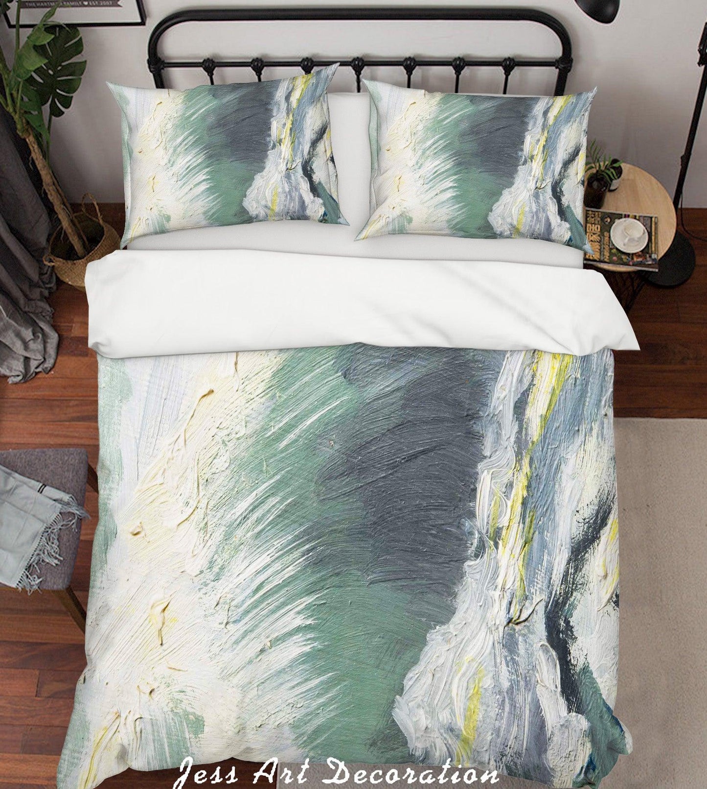 3D Abstract Sea Wave Oil Painting Quilt Cover Set Bedding Set Pillowcasesn 62