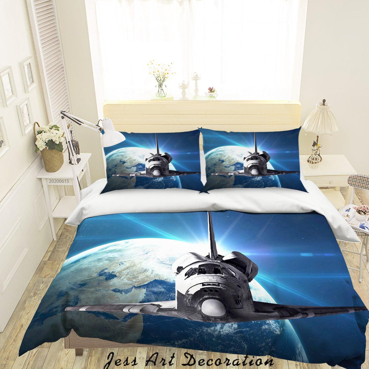 3D Blue Planet Aircraft Quilt Cover Set Bedding Set Duvet Cover Pillowcases SF82