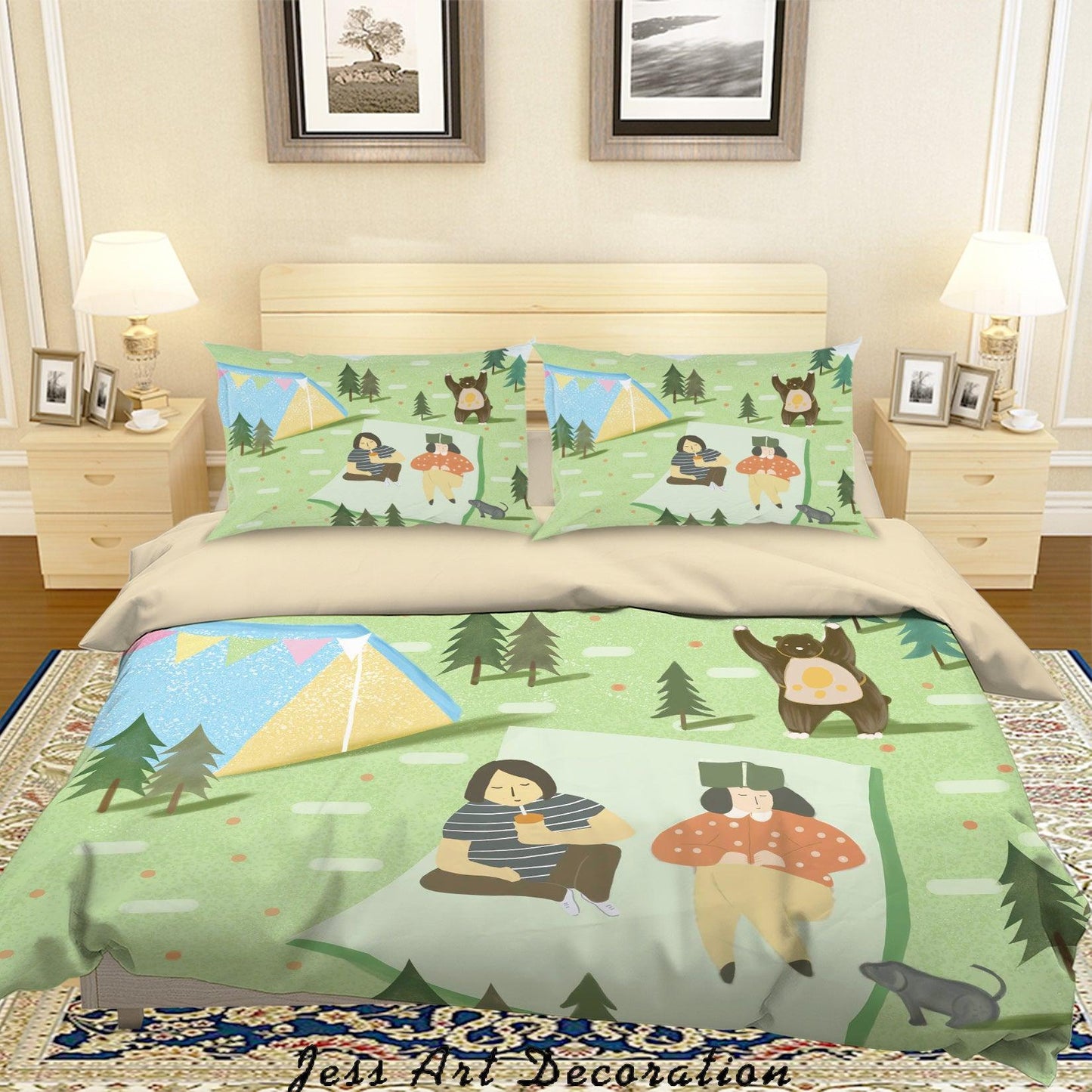 3D Cartoon Bear Tent Tree Quilt Cover Set Bedding Set Duvet Cover Pillowcases A623 LQH