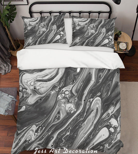 3D Black Watercolor Quilt Cover Set Bedding Set Pillowcases 99