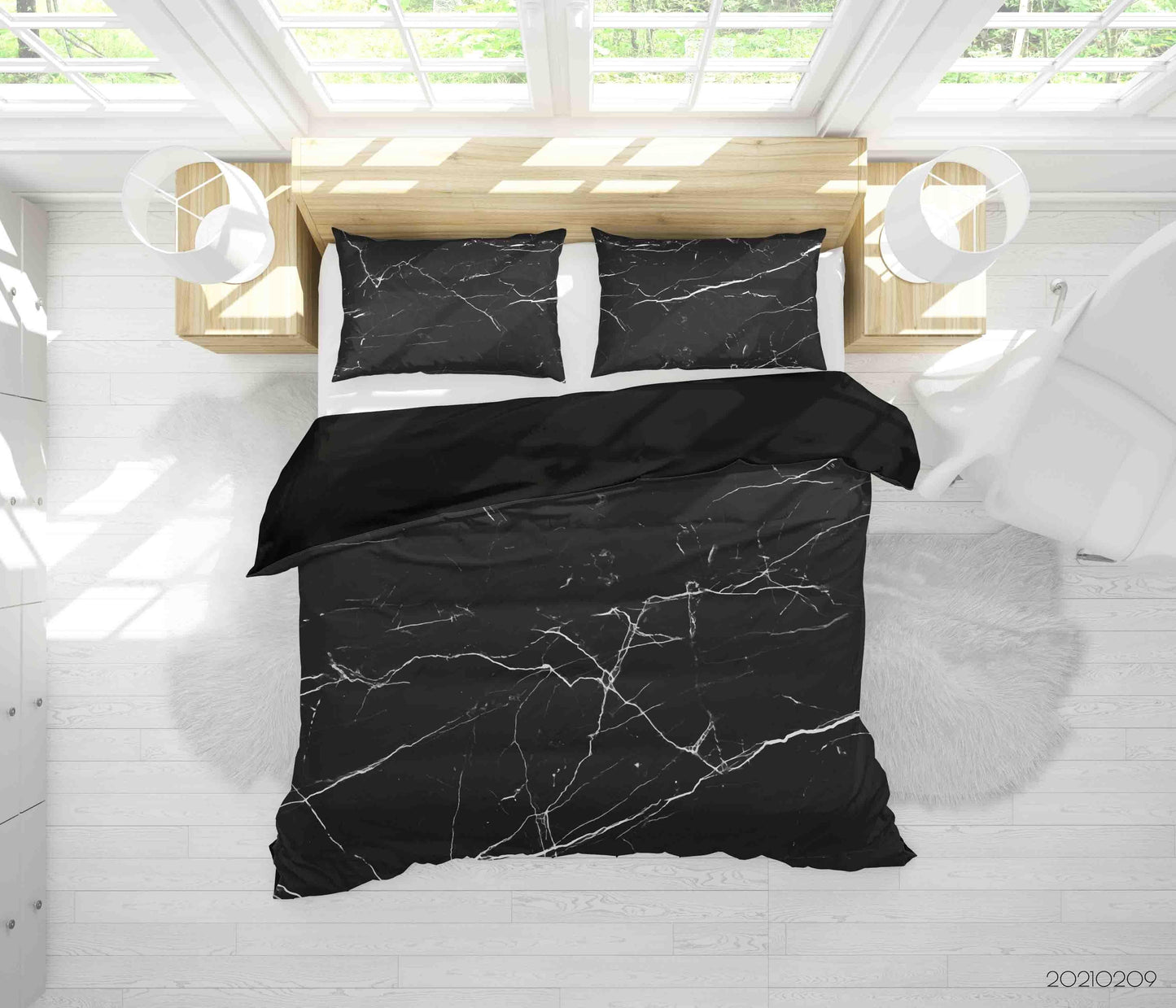 3D Abstract Black Marble Texture Quilt Cover Set Bedding Set Duvet Cover Pillowcases 338