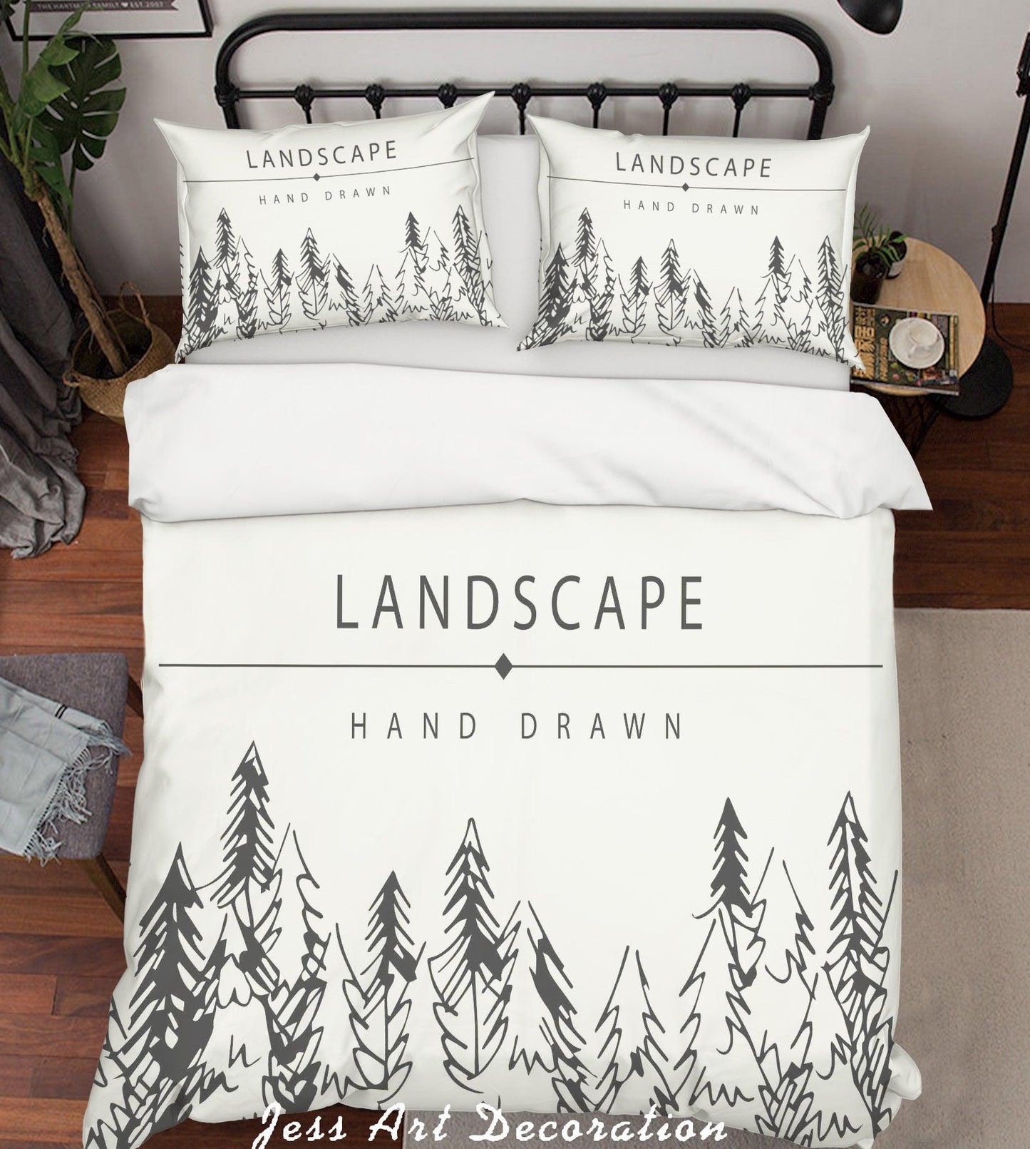 3D Cartoon Plants White Quilt Cover Set Bedding Set Pillowcases 1