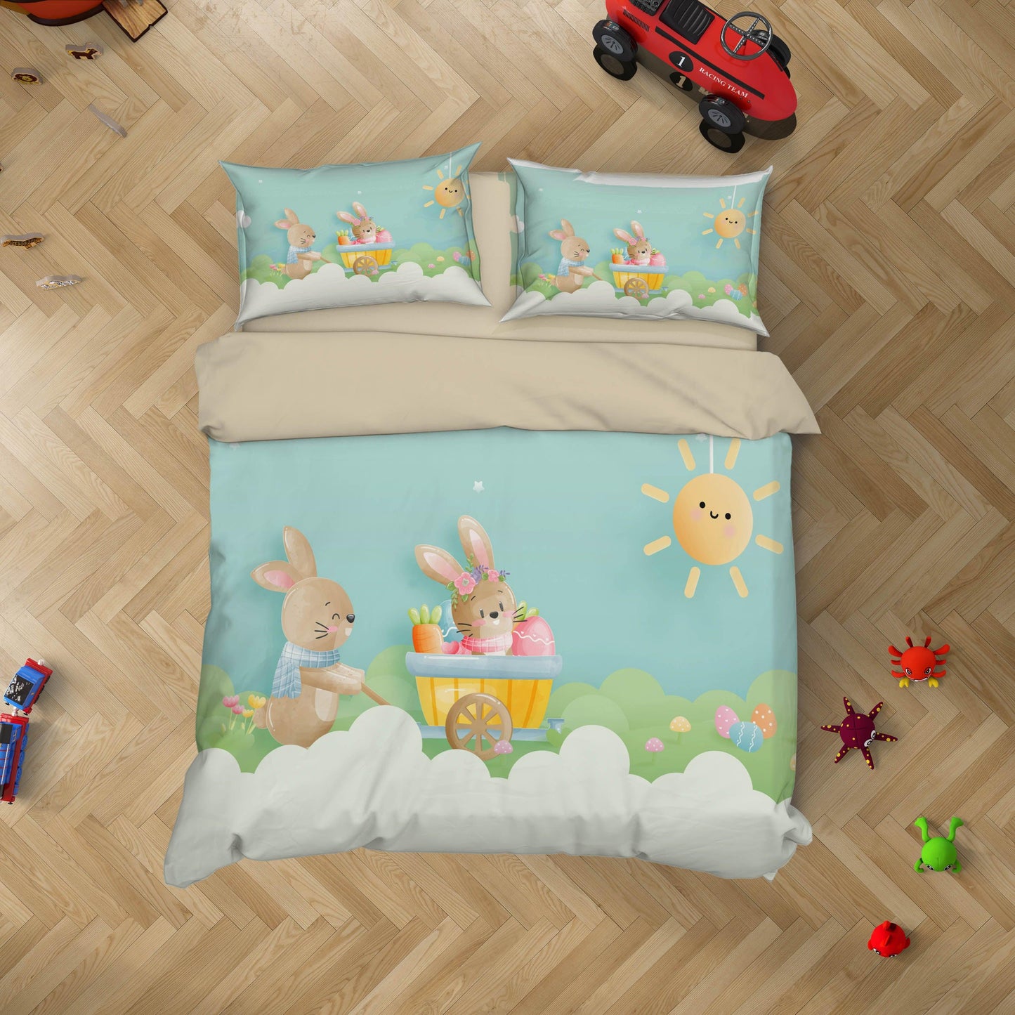 3D Cartoon Rabbit Animal Blue Quilt Cover Set Bedding Set Duvet Cover Pillowcases A301 LQH