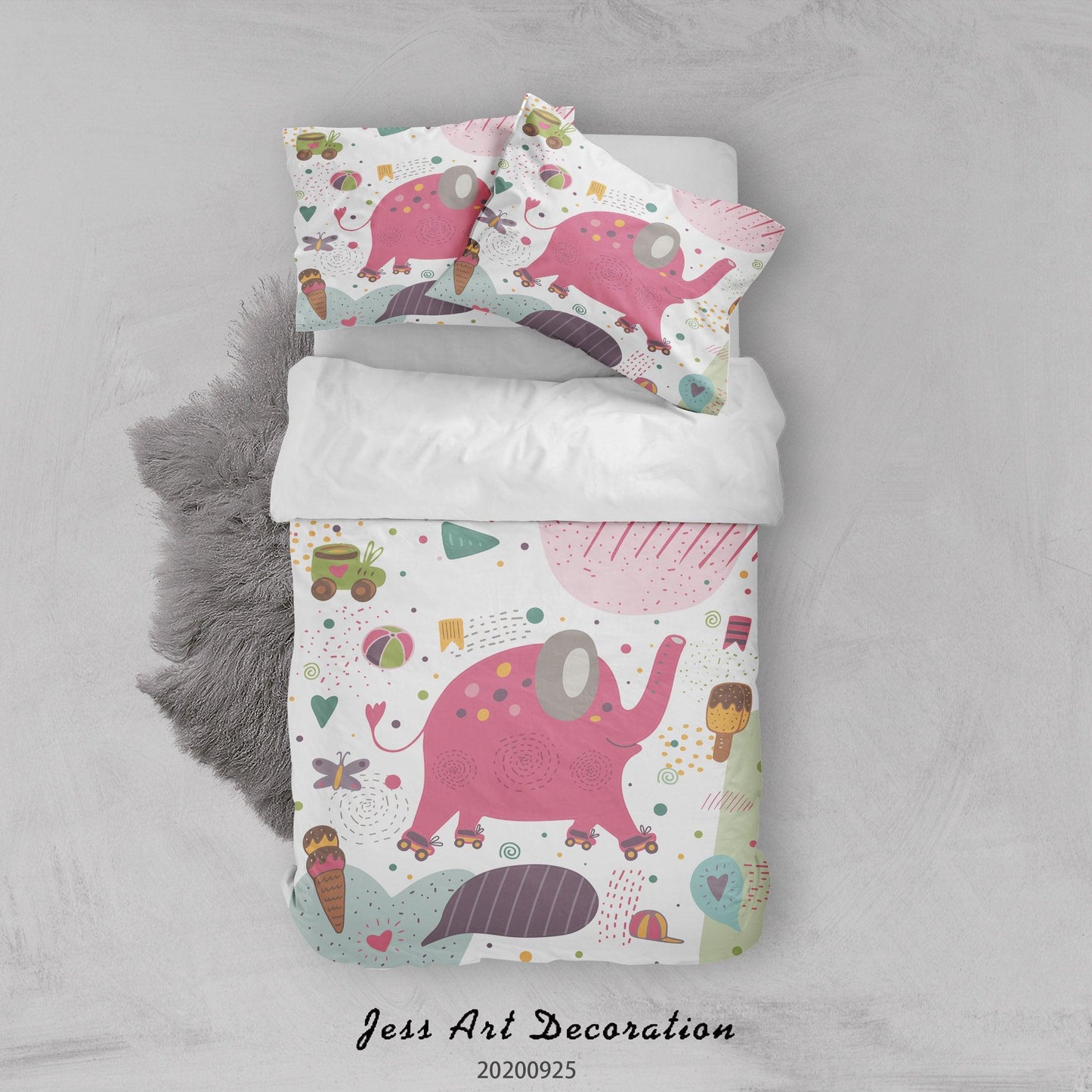 3D Cartoon Animal Baby Elephant Pattern Quilt Cover Set Bedding Set Duvet Cover Pillowcases WJ 6450