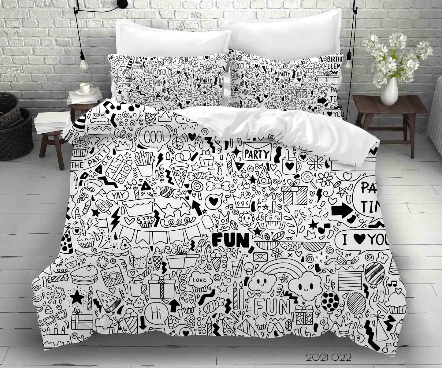 3D Abstract Fun Illustration Doodle Quilt Cover Set Bedding Set Duvet Cover Pillowcases 39
