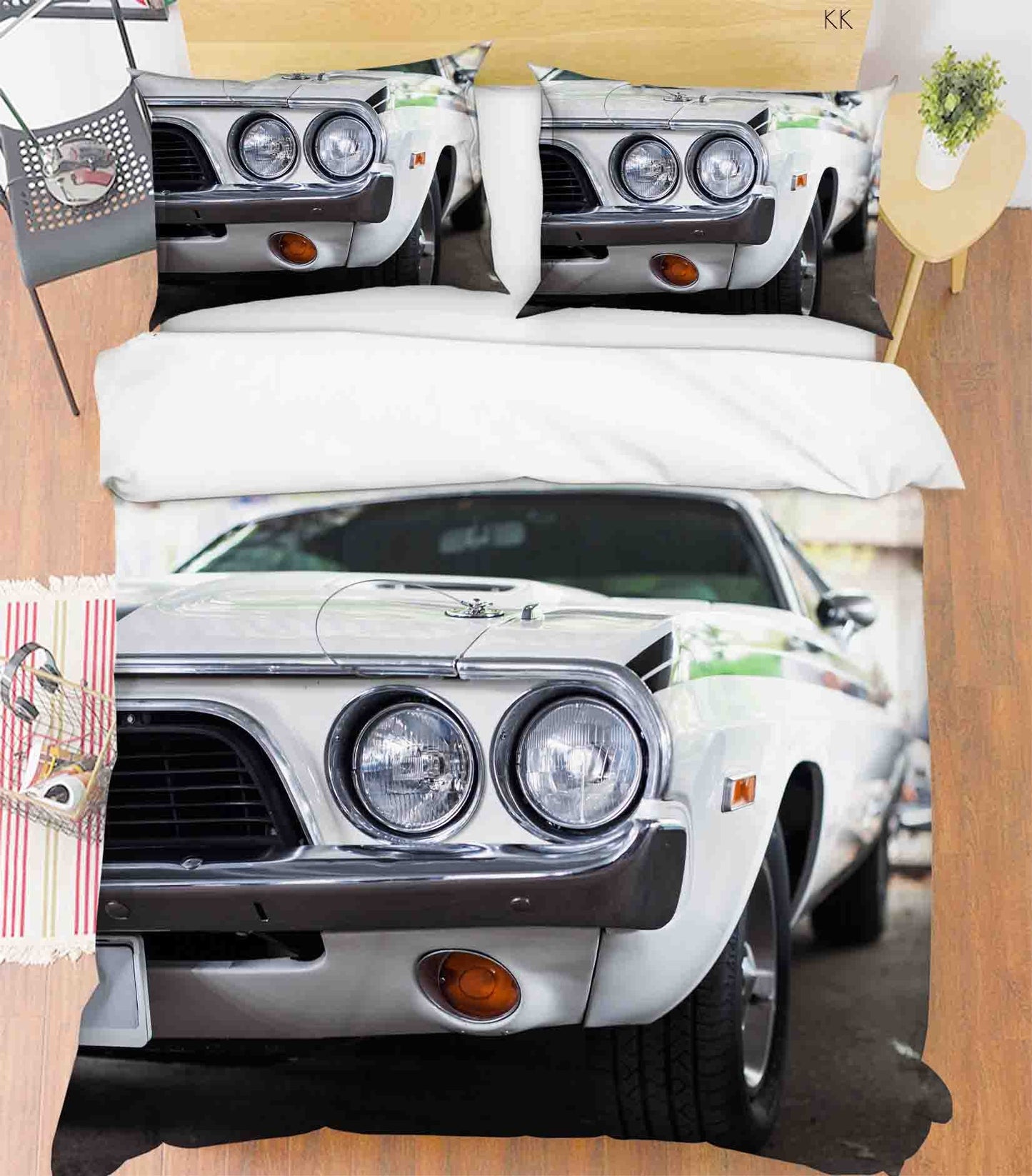 3D Automative Lighting Tyre White Quilt Cover Set Bedding Set Duvet Cover Pillowcase 376